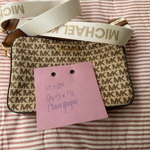 Michael Kors Tan and Brown Logo Crossbody Bag